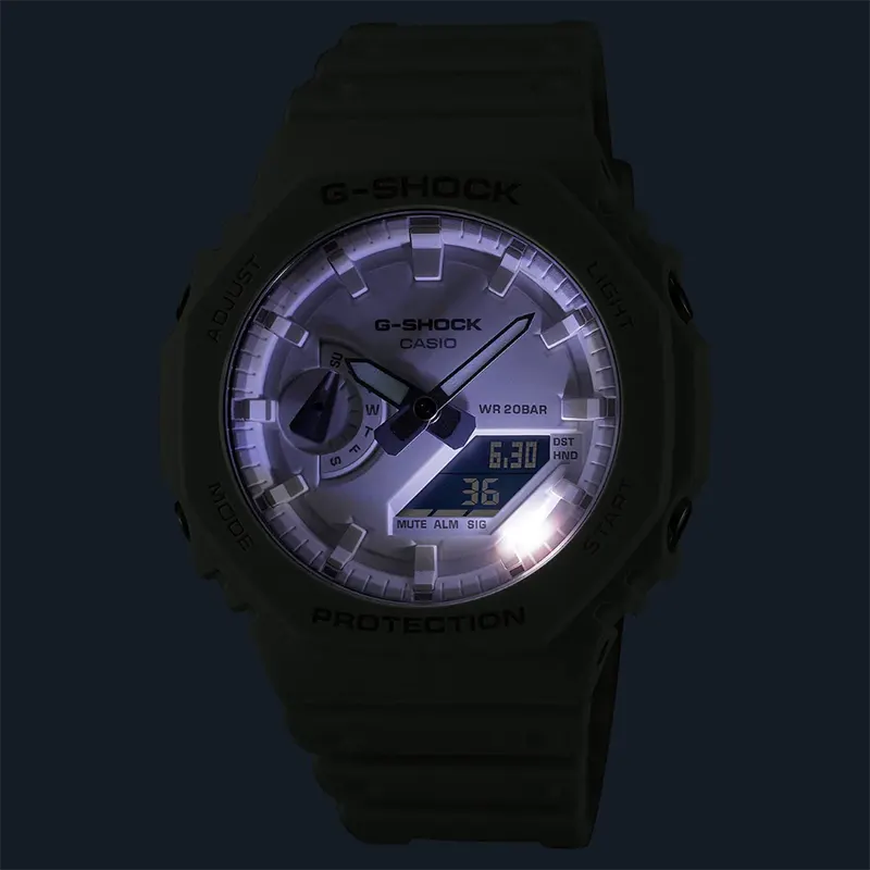 Casio G-Shock Carbon Core Guard White Carbon Men's Watch- GA-2100-7A7